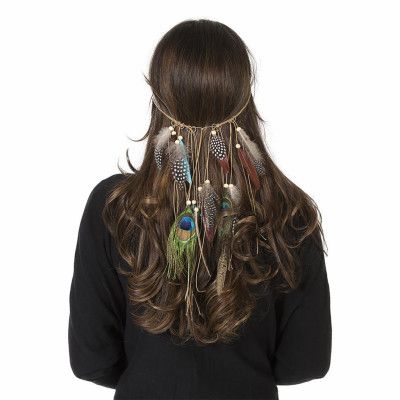 Hårband med Hängande Fjädrar