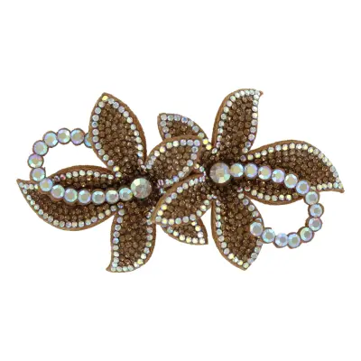 Hårspänne Blommor med Strass Guld Deluxe