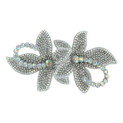 Hårspänne Blommor med Strass Silver Deluxe