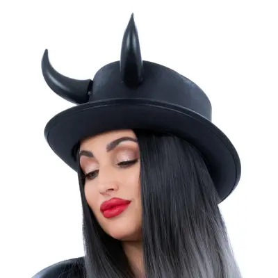 Höghatt med Djävulshorn Metallic Svart - One size