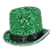 Höghatt med Paljetter Grön - One size