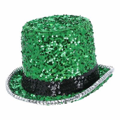 Höghatt med Paljetter Grön - One size