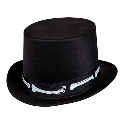 Höghatt Satin Svart med Benknotor - One size