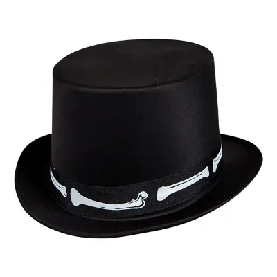 Höghatt Satin Svart med Benknotor - One size