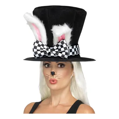 Höghatt Svart med Kaninöron - One size