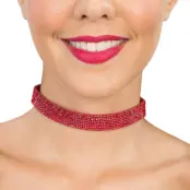 Halsband Choker med Strass Röd