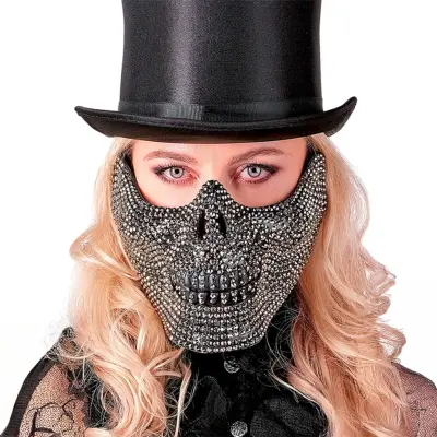 Halvmask Dödskalle med Nitar - One size