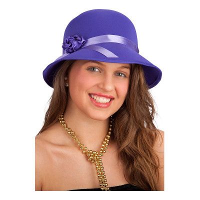 20-tals Hatt med Ros Lila - One size