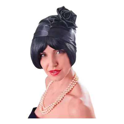 20-tals Hatt med Ros Svart - One size