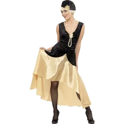 20-talsdräkt Gatsbytjej i svart och guldfärgat XL