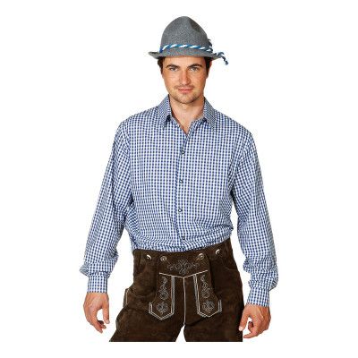 Blå/Vit Rutig Skjorta för Män - Medium