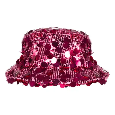 Bucket Hatt Paljetter Neonrosa - One size