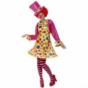 Clownklänning, prickig med tillbehör M