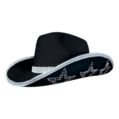 Cowboyhatt med Strass Stjärnor Svart - One size
