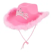 Cowboyhatt Rosa med Tiara - One size
