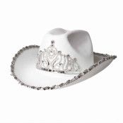 Cowboyhatt, tiara och glitter vit