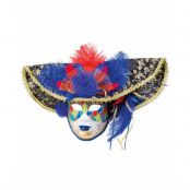 Färgglad Deluxe Hovnarr Mask med Böjd Hatt