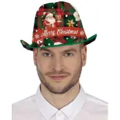 Fedora Hatt med Julmotiv och "Merry Christmas" Text