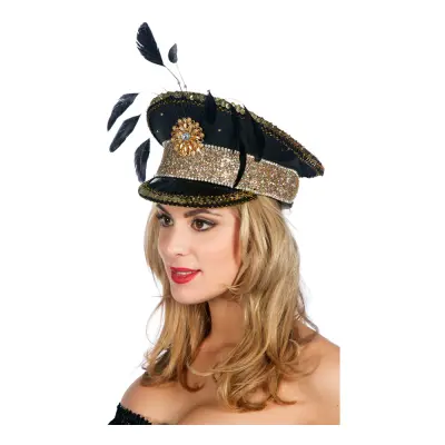Festivalhatt Guld/Glitter med Fjädrar - One size