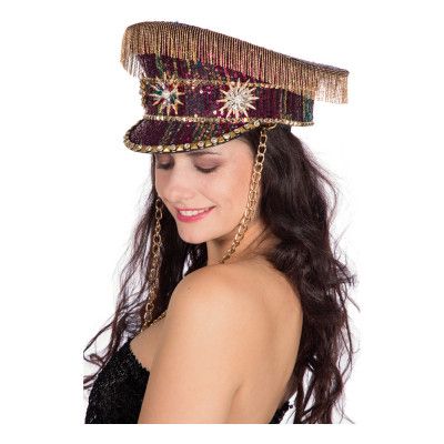 Festivalhatt Guld/Rosa med Fransar - One size