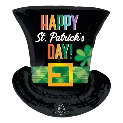 Folieballong Happy St. Patricks Day Hatt Shape