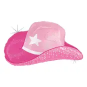 Folieballong Rosa Cowgirl Hatt