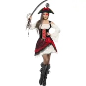 Glammig kvinnlig piratdräkt L