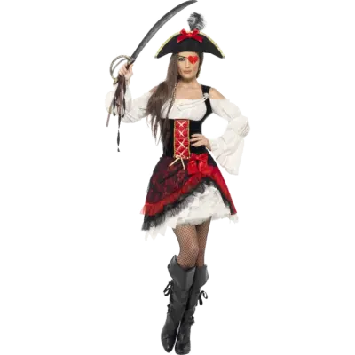Glammig kvinnlig piratdräkt S