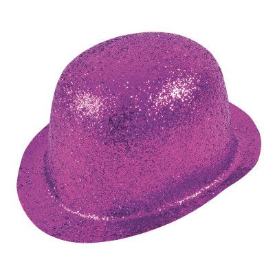 Glittrande Bowlerhatt Cerise - One size