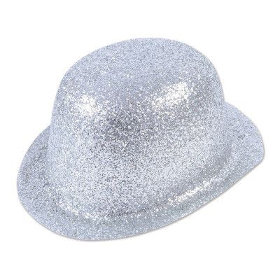 Glittrande Bowlerhatt Silver - One size
