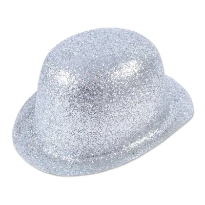 Glittrande Bowlerhatt Silver - One size