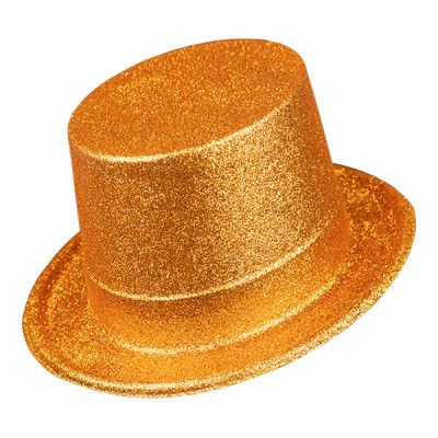 Glittrig Höghatt Guld i Plast - One size
