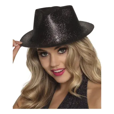 Gnistrande Svart Hatt - One size