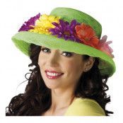 Grön hatt med Blommor - One size