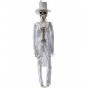 Hängande Skelett Brudgum med Vit Klänning 42 cm