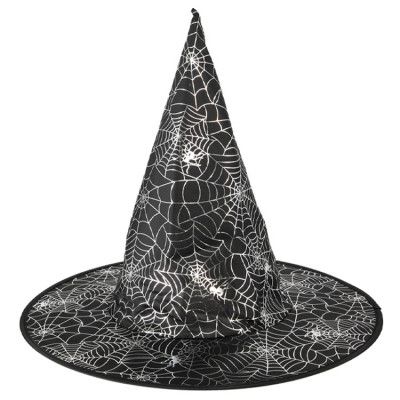 Halloween Häxhatt Med Spindelnät 38x32cm