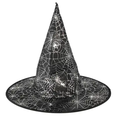 Halloween Häxhatt Med Spindelnät 38x32cm