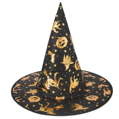 Halloween Häxhatt Svart&Guld 38x32cm