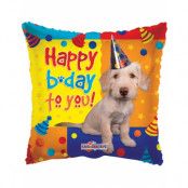 Happy Birthday to You - Fyrkantig Folieballong med Motiv av Hund 46 cm