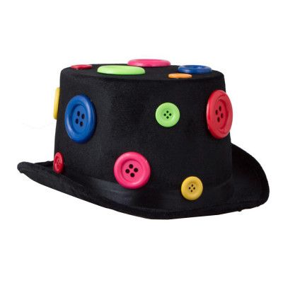 Cylinderhatt med Knappar Flerfärgad - One size