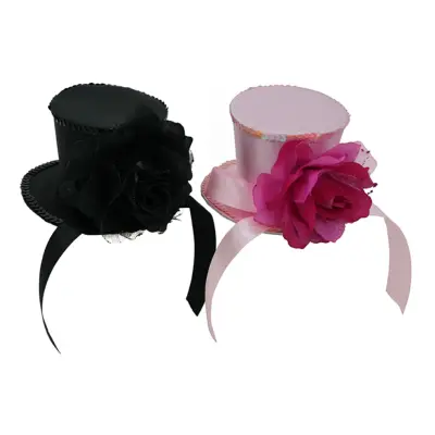 Minihatt med Ros & Rosett - Rosa