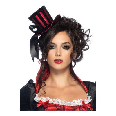 Minihatt Röd med Ränder och Rosett Deluxe - One size