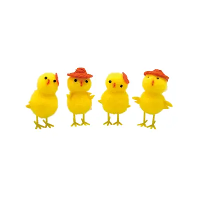 Påskkycklingar Med Hatt Dekoration 4-pack