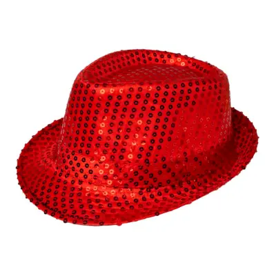 Röd Paljetthatt - One size