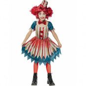 Randig Vintage Clown Kostymklänning, Hatt och Rosett för Flicka