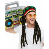 Rastafari Dräktset med Hatt, Dreads, Glasögon och Radio