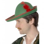 Robin Hood - Grön och Röd Hatt med Fjäder