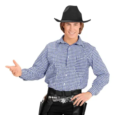 Skjorta Blå/Vit Rutig Herr - Large