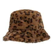 Bucket Hat i Fuskpäls Leopard - One size