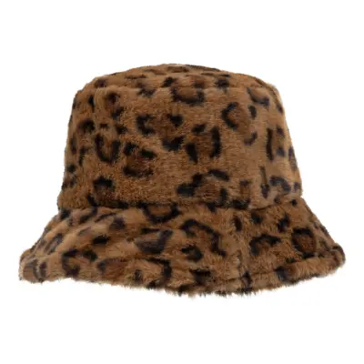 Bucket Hat i Fuskpäls Leopard - One size
